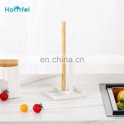 Disassembly Wire Bamboo Kitchen Paper Roll Holder Restaurant Paper Towel Holder Steel Kitchen Tissue Holder photo-3