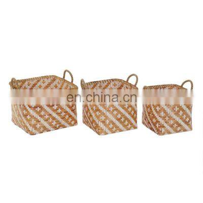 Handcraft Colorful Woven Bamboo Storage Basket Planter Pot Laundry Basket Wholesale Handwoven Made in Vietnam