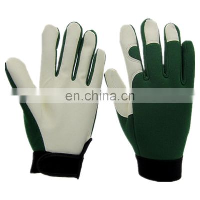 Comfortable Spandex Back PU leather Palm Garden Glove