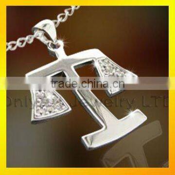 polular T shape silver sterling pendant with beautiful CZ