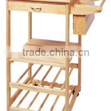 Pine Tile top Kitchen Trolley w/knife block