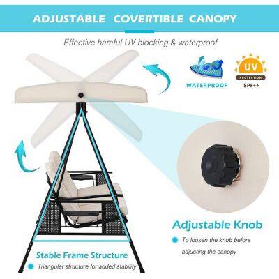 Patio Big Size Three Seat Outdoor Swing Hanging Chair photo-5