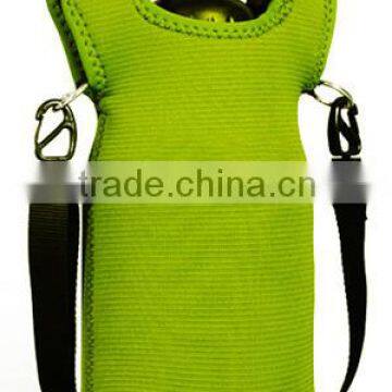 insulated Neoprene water bottle holder with long strap with shoulder strap