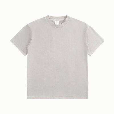 Plain White Basic Unisex Tees Enzyme Washed 320GSM Heavy Weight Round Neck Single Jersey T-shirts Customize Printing Embroidery photo-2