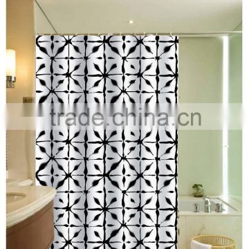 2016 New Design Black Lines printed 100% polyester shower curtain for hotel, family, waterproof bath curtain