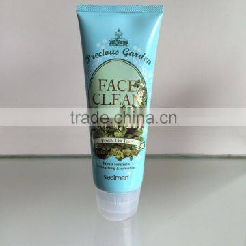 face cleansing cosmetics tube with snap-on flip top caps