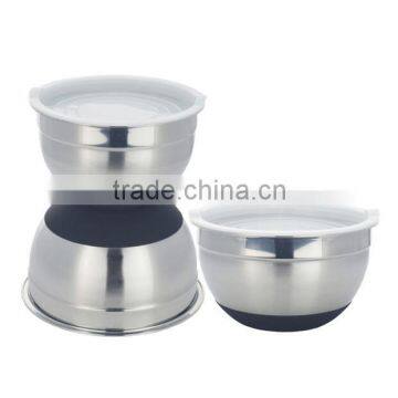 Stainless Steel Mixing Bowl 3pcs Set With Non-slip Silicone Base With Lid photo-2