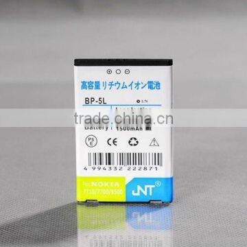 2012 hot long life china mobile phone battery BP-5L for Nokia