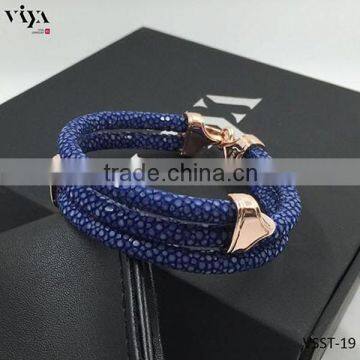 2016 Fashion Jewelry Blue Stingray Bracelet Luxury Leather Stingray Bracelet,Stingray Rhinestone Bracelet