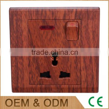 A series red wood series universal type socket with switch, red wood series multi type socket with switch