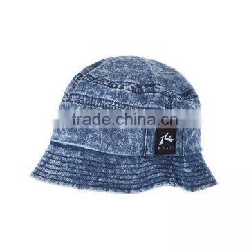 Hot Selling Stonewashed Blue Plain Bucket Hat Wholesale photo-3