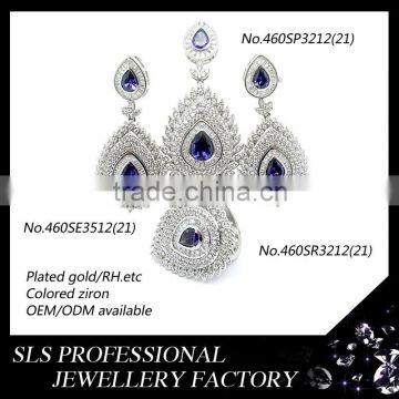 Purple glass stone in delicate workmanship of silver material in africa beads jewelry sets