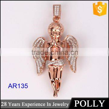 2015 Hot Sell Gold Diamond Angel Meaningful Pendant Necklace photo-2