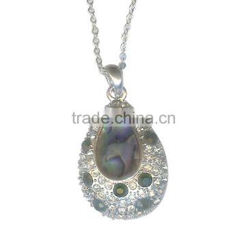 Teardrop Paua Excellent Mother Of Shell Abalone Rope Charm Necklace Pendant