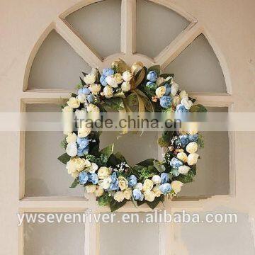 Custom Simulation Wreath Door Decoration Pendant Married the Wedding Floristry Villa Home Decoration Car Wedding Decoration Blue photo-5