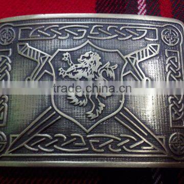 Scottish Rampart Lion Kilt Belt Buckle In Antique Finished