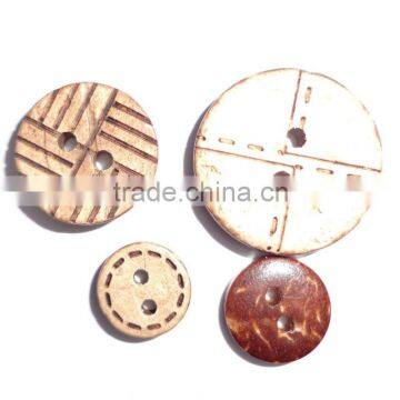 laser engraved decorative coconut shell wood button for garment/clothing