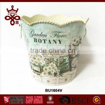 Wholesale Tin Bucket Cornflowers Decal Metal Buckets Botany Planter Garden Flora Bucket Hot Sale In Germany Flower Pot & Planter