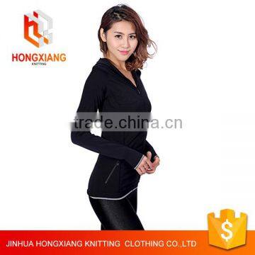 Hongxiang multicolor custom women Black Seamless Sports Coat Slim Yoga Sweatshirts with hooded