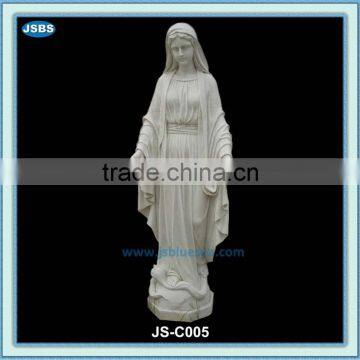 hand carved white marble blessed virgin mary