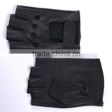 open back fingerless driving gloves with hook and loop closure