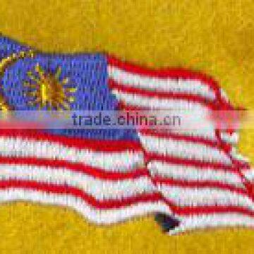 low price high quality wave country flag designs iron on jean embroidery patches