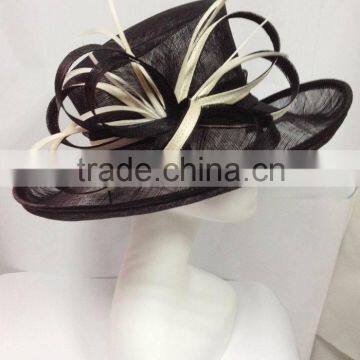 Elegant black/ivory sinamay hat/church hat