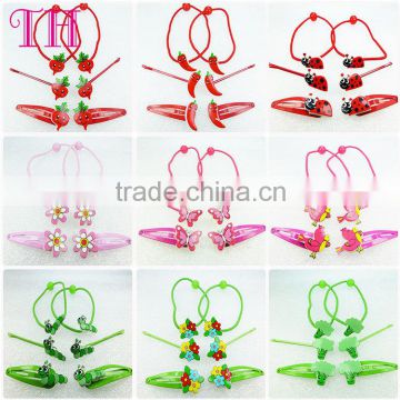 low price factory hair accessories custom non-toxic nylon elastic band resin hair barrette girl kid hair accessory set