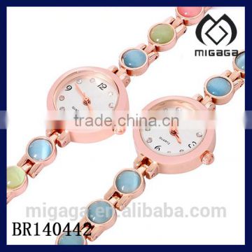 fashion color stone bracelet watch-colorful acrylic setting watch bracelet