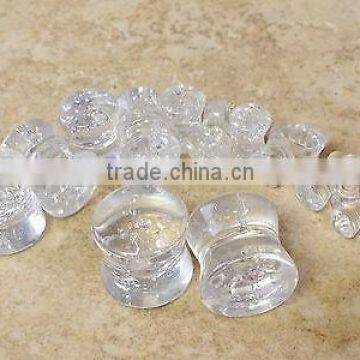 quartz double flare ear plug organic stone ear gauges