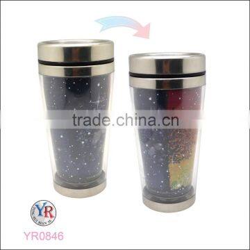 Food Safe 450ml Heat Sensitive Stainless Steel Coffee Mug,Magic Color Changing Mug with Custom Print