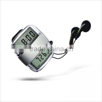 Multi-functional Pedometer Electric gift wholsales pedometer fm radio mp3 activity monitor walking pedo with headphones