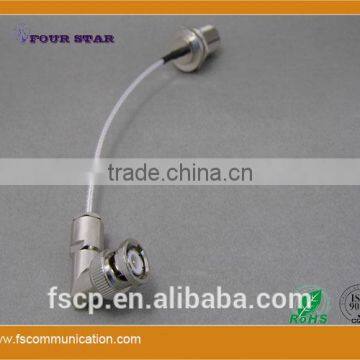 RG316 Cable Assembly with N Female Bulkhead Crimp to BNC Male Right Angle Clamp Connectors