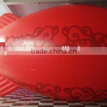 red zepplin PVC balloon ,red balloon with gold logo printing,airship balloon