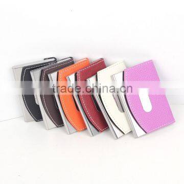 Aluminum PU leather cover name card holder with custom logo