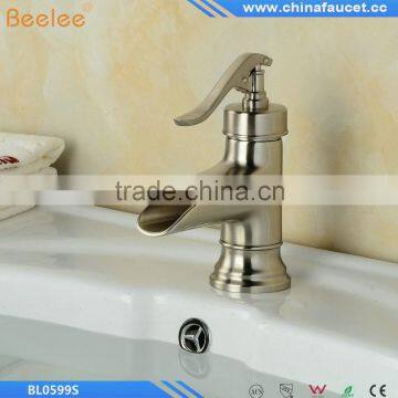 Nickel Brushed Deck Mounted Single Handle Single Hole Bathroom Waterfall Basin Mixer photo-2
