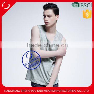 Custom wholesale 100% cotton mens blank stringer tank top