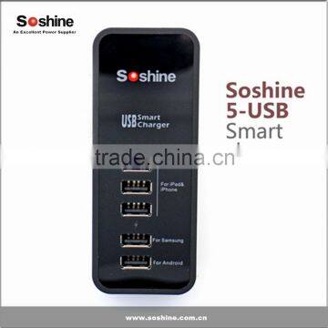 Soshine New 6A 5 Port USB Portable Travel Charger Rapid Charger for IPhone IPad Android Devices 5 Port Usb Charger photo-3