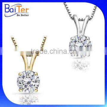 Custom Princess Cut 925 Sterling Silver CZ Created Diamond Solitaire Pendant Necklace Pendant photo-3