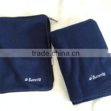 Adult novelty solid color with logo emboridery polar fleece throw