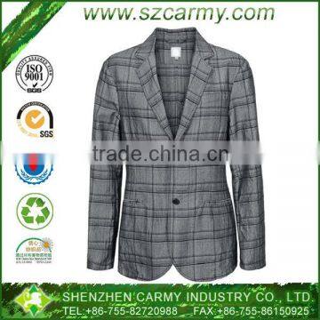 Newest Gentleman's Spring & Autumn Checkered Trendy Double Vented Two Buttons China Men Suit Factory