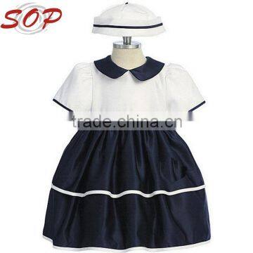 Lovely Peter Pan Collar Dress Black And White Baby Cotton Frocks Designs For Girl
