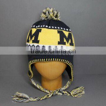 FASHION KNITTED JACQUARD EARFLAP HAT/WINTER HAT/100%ACRYLIC EARFLAP HAT