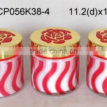 CCP056K38-4/3 glass jar with decal printing with golden plastic lid