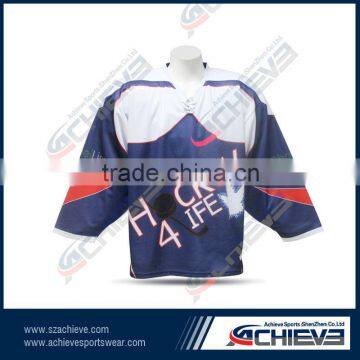 3 D embroidery custom ice hockey jersey