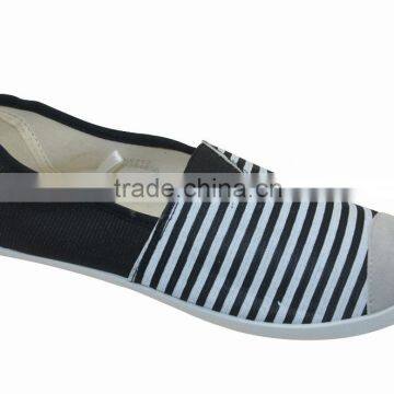 Stripe casual women canvas slip-on shoes wholesale comfortable fabric