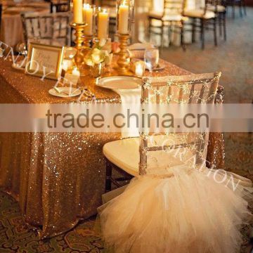 YHC#147 embroidery fancy organza skirt chair back cover-polyester banquet wedding chiavari chair back cover