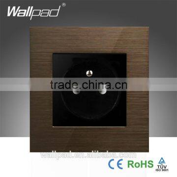 Factory CE Certified Wallpad Brown Metal Frame French Type Electric Wall Socket