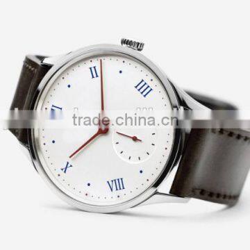 guangzhou factory popular designer white face leather watch japan movement