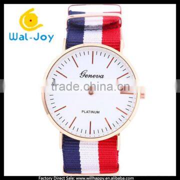 WJ-3395-2 Nylon Strap Rose Gold Case Geneva Watch Logo photo-4